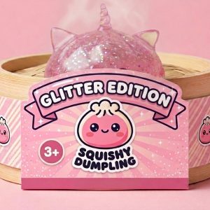 Unicorn Glitter Dumpling Squishy Pinkki bambutyylisessä höyrytyskorissa
