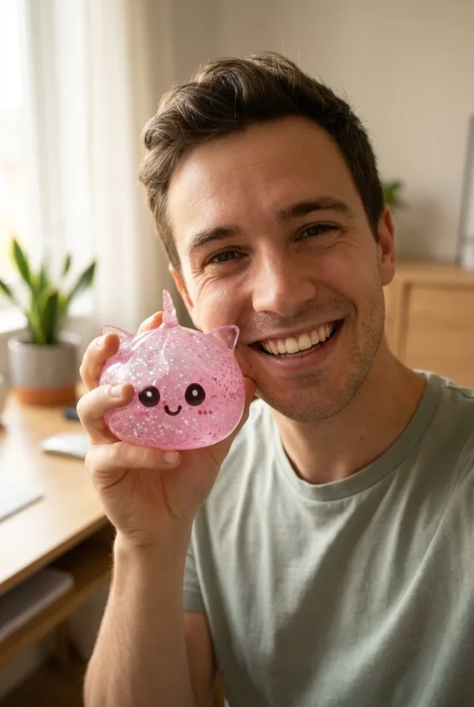 Unicorn Glitter Dumpling Squishy Pinkki arjen keskellä