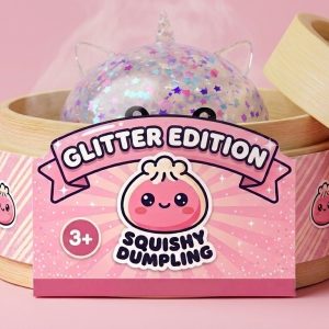 Dumpling Squishy Sparkle Yksisarvinen Valkoinen bambutyylisessä höyrytyskorissa