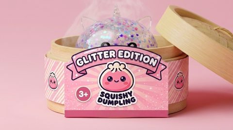 Dumpling Squishy Sparkle Yksisarvinen Valkoinen bambutyylisessä höyrytyskorissa