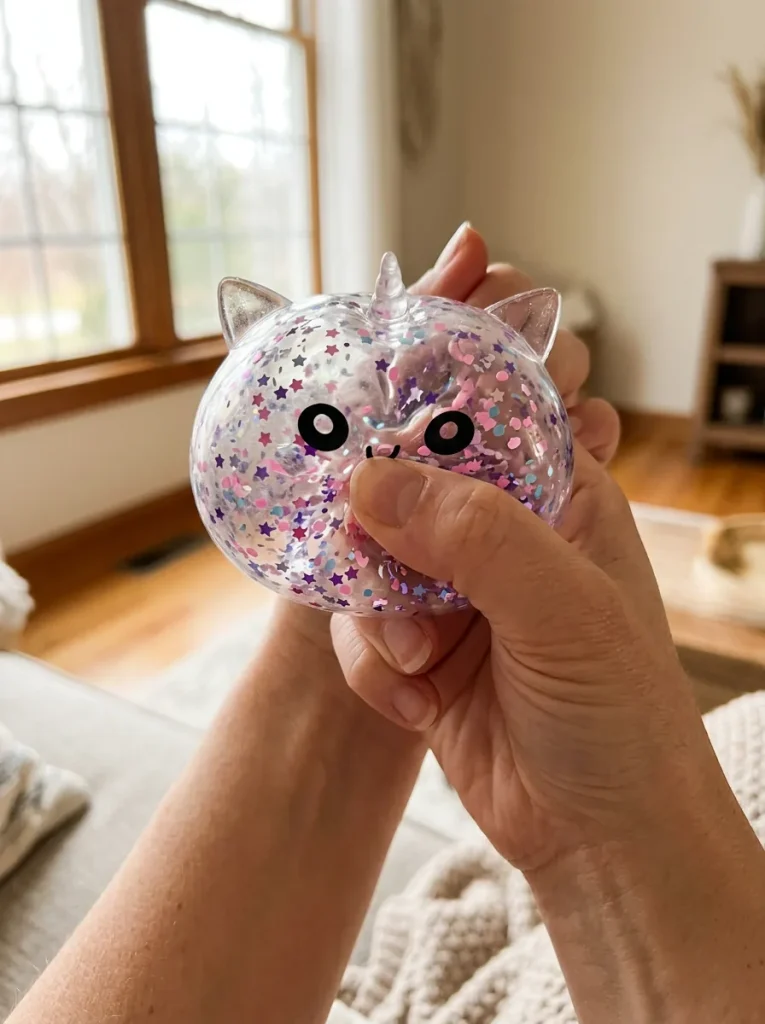 Dumpling Squishy Sparkle Yksisarvinen Valkoinen puristuksessa
