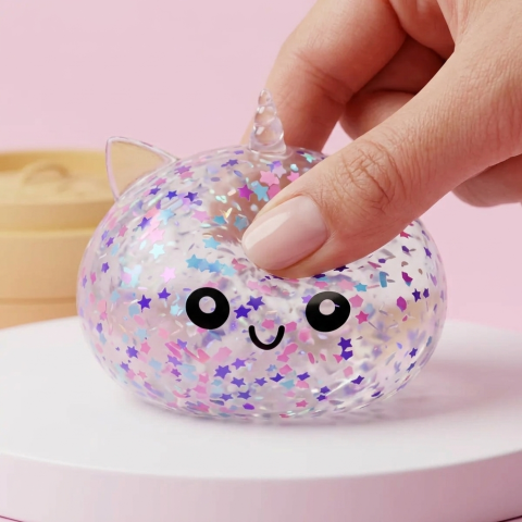 Dumpling Squishy Sparkle Yksisarvinen Valkoinen slow rise -efekti toiminnassa
