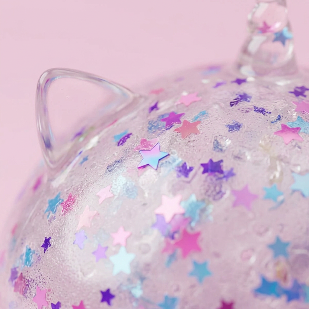 Dumpling Squishy Sparkle Yksisarvinen Valkoinen makrokuva vaahdon pinnasta