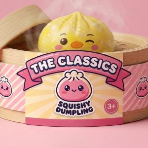 Squishy Dumpling Pingviini Keltainen bambutyylisessä höyrytyskorissa