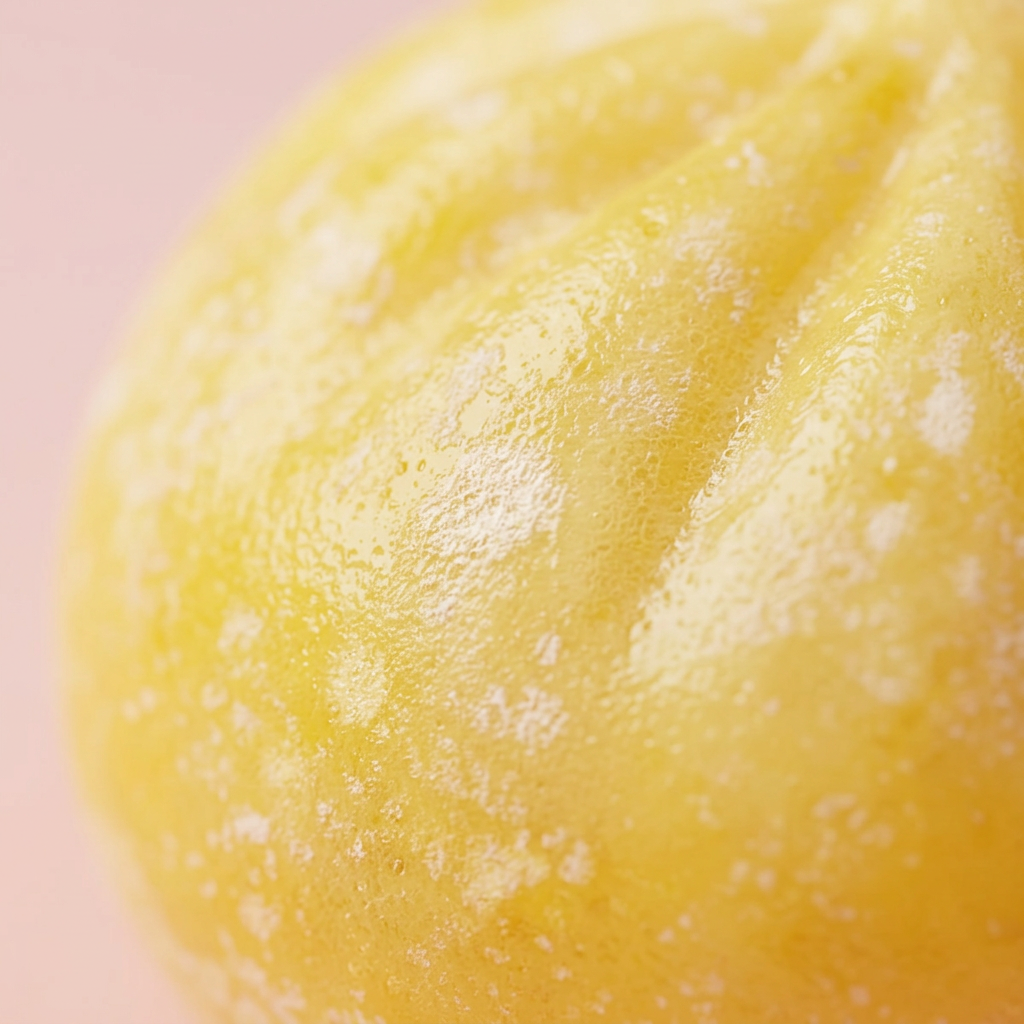 Squishy Dumpling Pingviini Keltainen makrokuva vaahdon pinnasta
