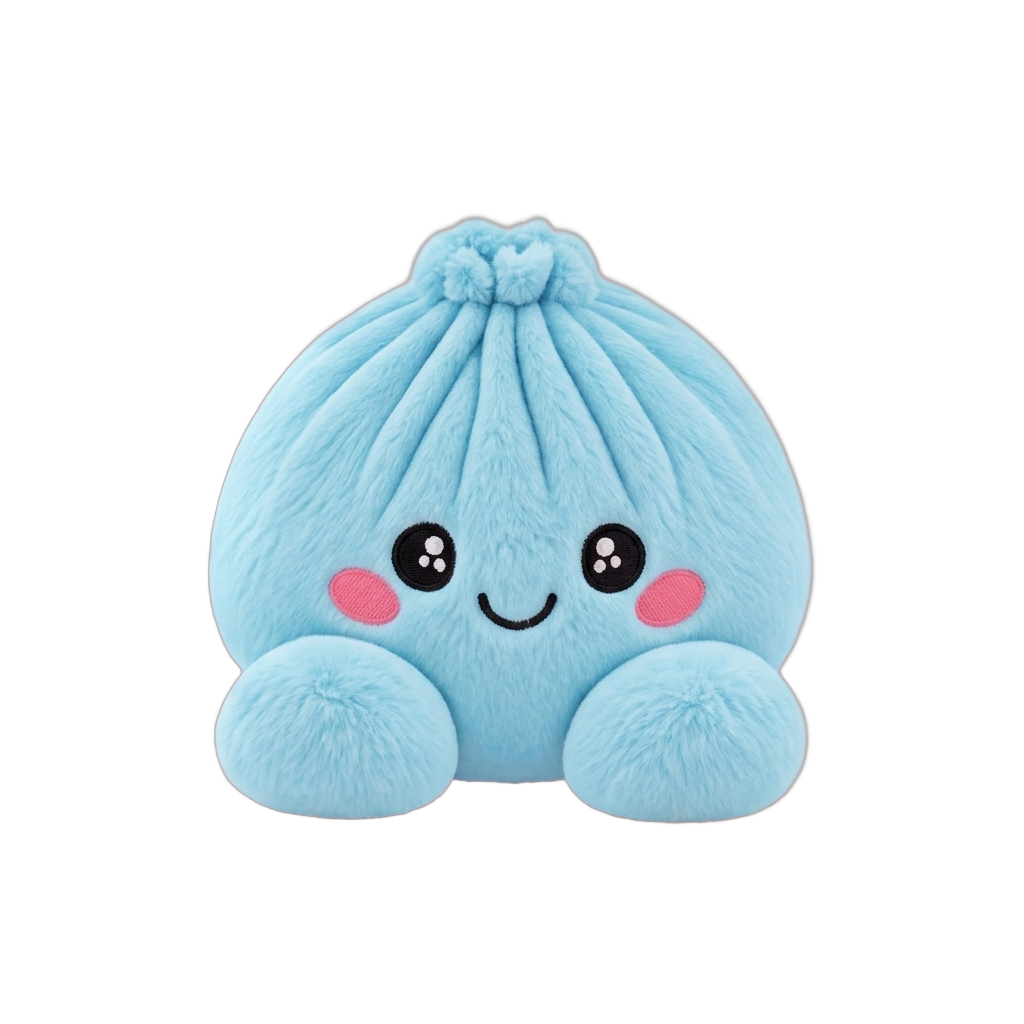 Squishy Dumpling Taivaansininen Plyysihahmo puristettuna kädessä