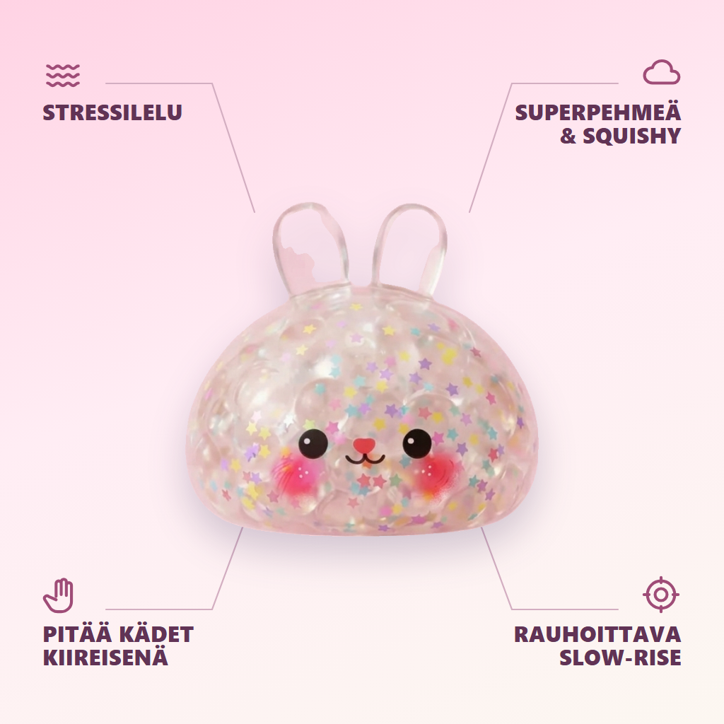 Bunny Dumpling Squishy Konfetti infografiikka: tärkeimmät edut