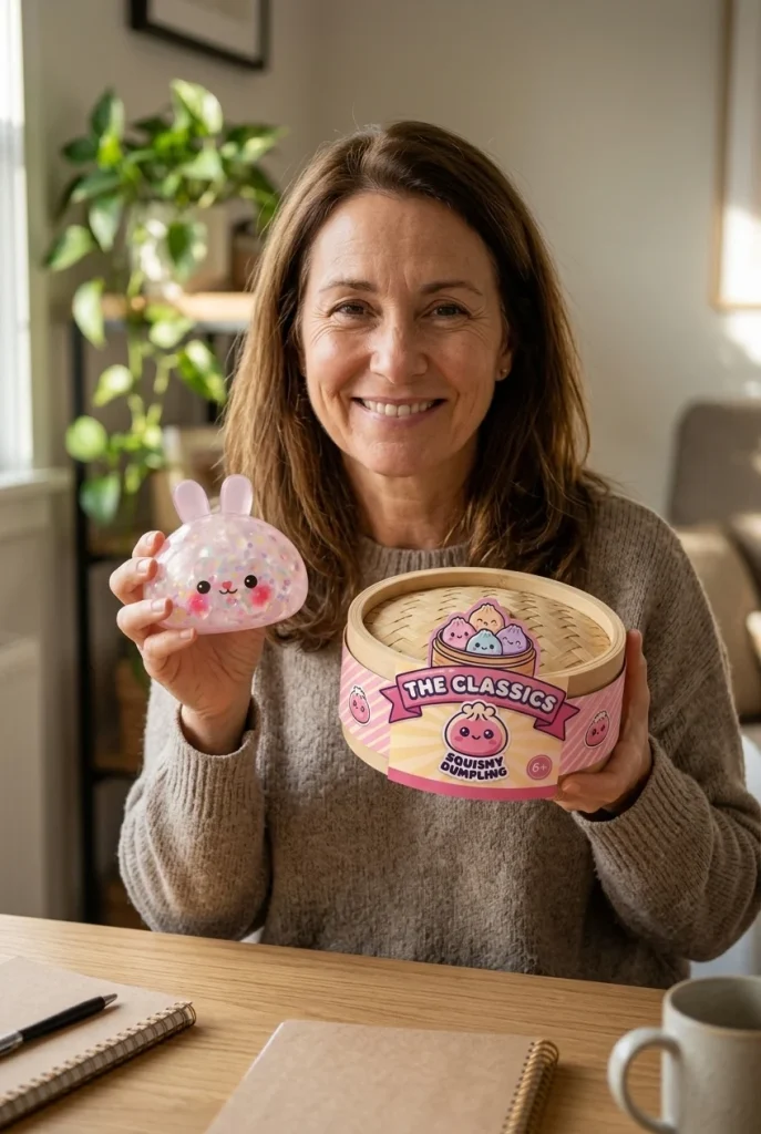 Bunny Dumpling Squishy Konfetti pakkauksensa kanssa