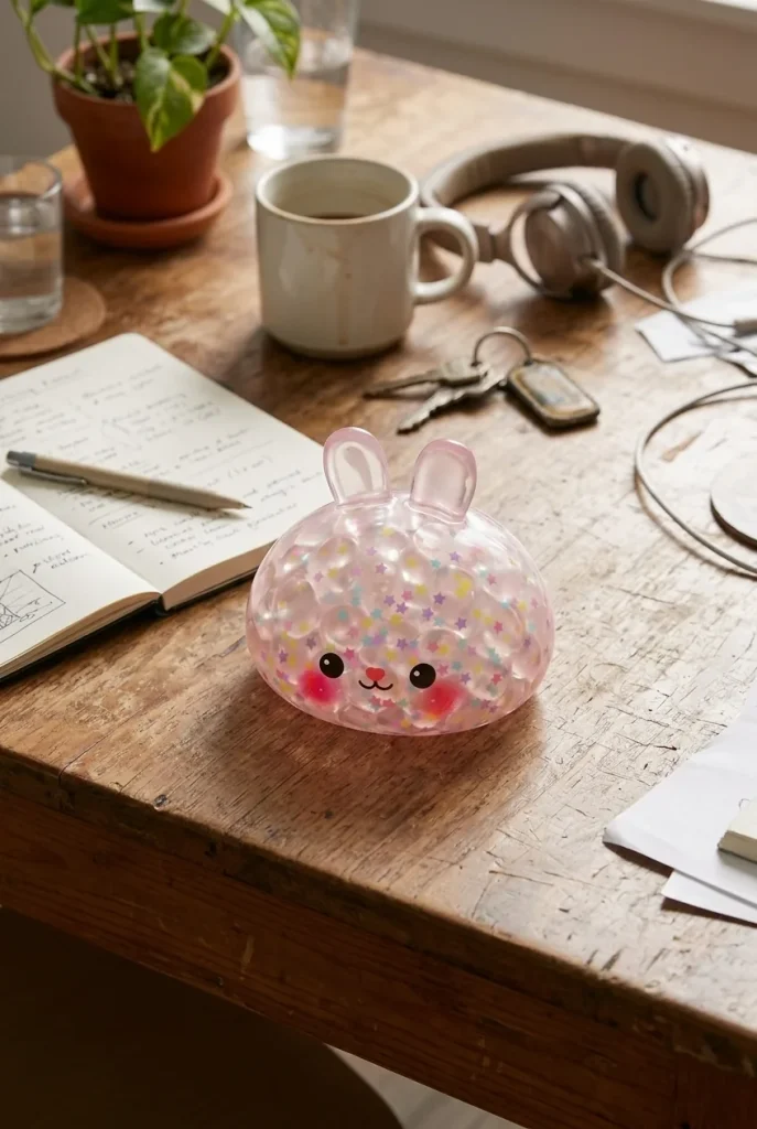 Bunny Dumpling Squishy Konfetti työpöydällä
