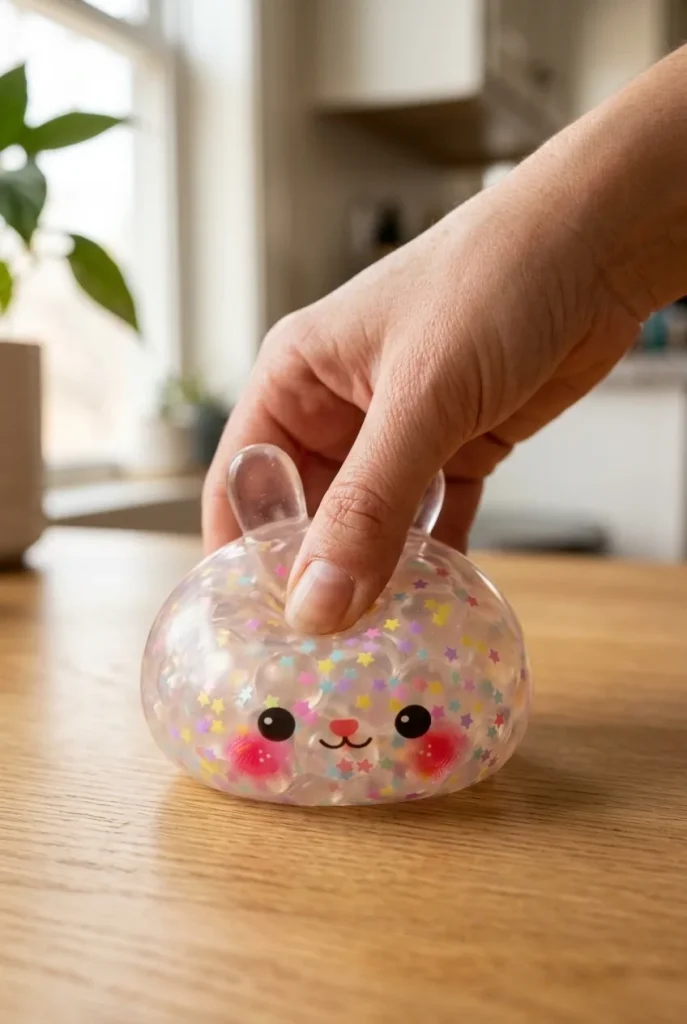 Bunny Dumpling Squishy Konfetti puristuksessa