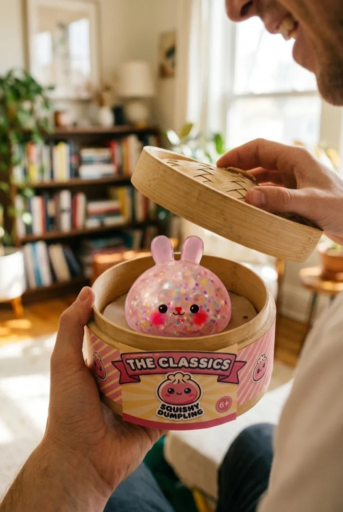 Bunny Dumpling Squishy Konfetti avauksen hetkellä