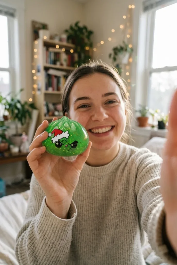 Äkäinen Joulu Dumpling Squishy Glitter Vihreä arjen keskellä