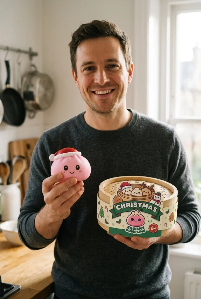 Dumpling Squishy Joulupipo -setti 4 kpl pakkauksensa kanssa