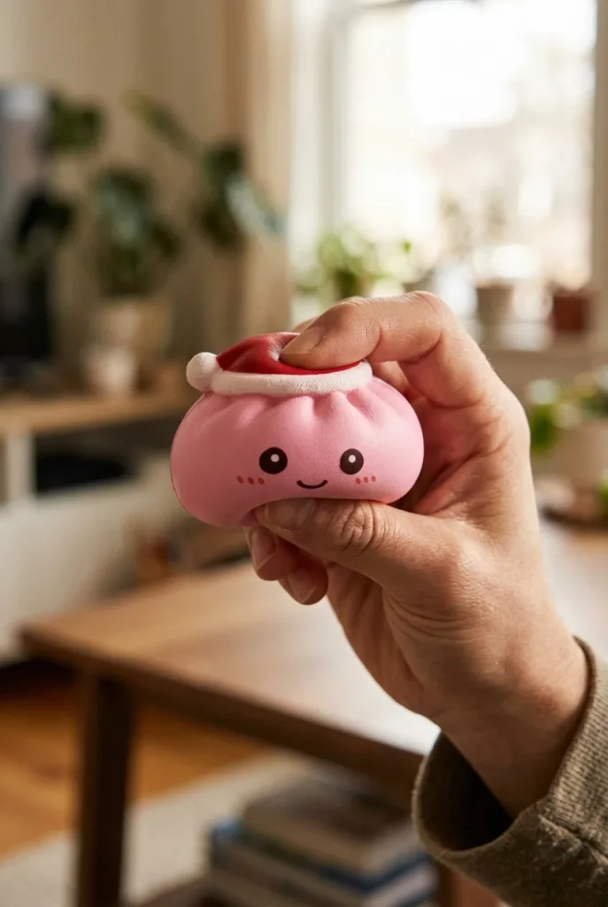 Dumpling Squishy Joulupipo -setti 4 kpl puristuksessa