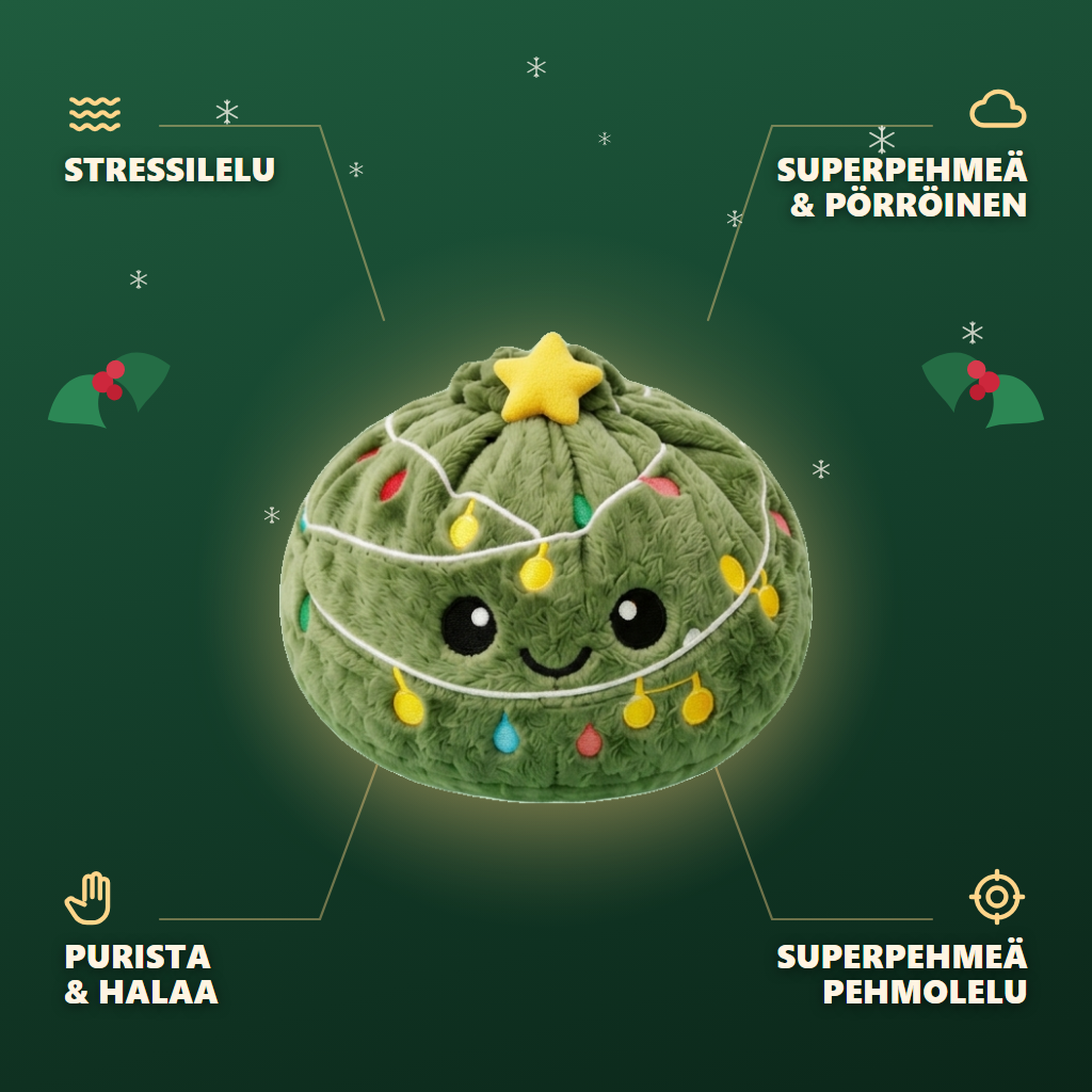 Dumpling Squishy Joulukuusi Kimalteleva infografiikka: tärkeimmät edut
