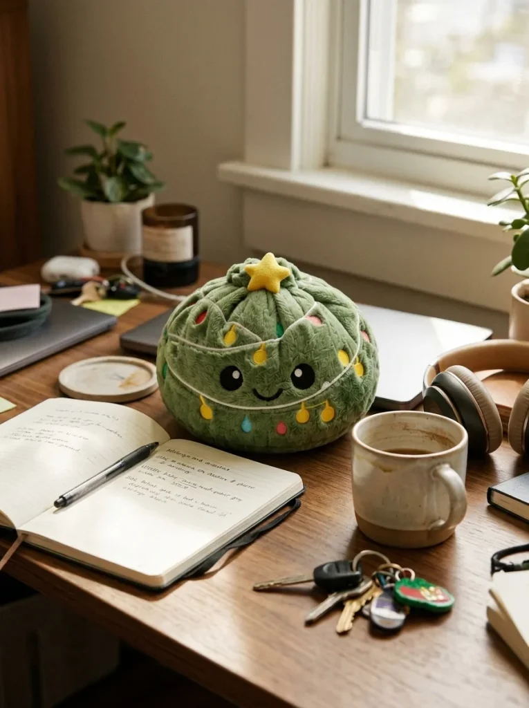 Dumpling Squishy Joulukuusi Kimalteleva työpöydällä