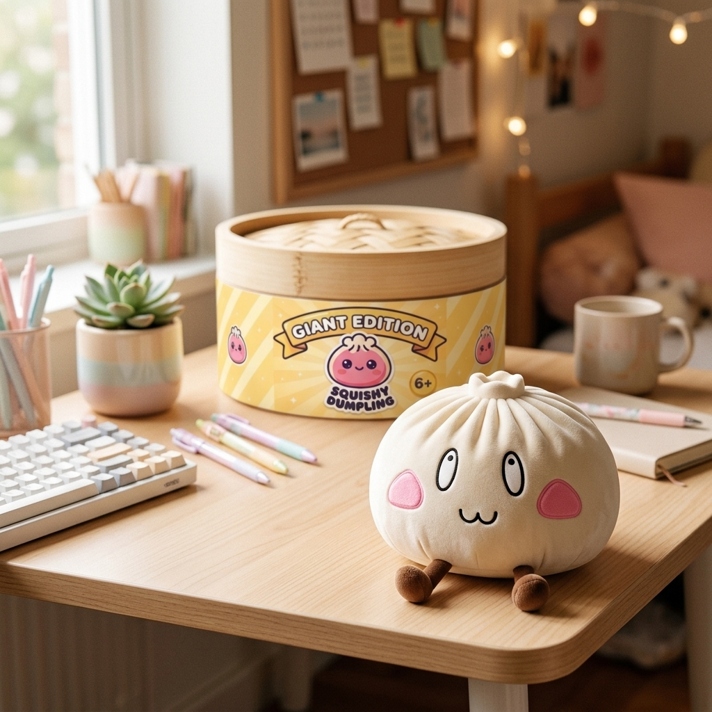 Squishy Dumpling Giant Iloinen Naama arkisessa asetelmassa