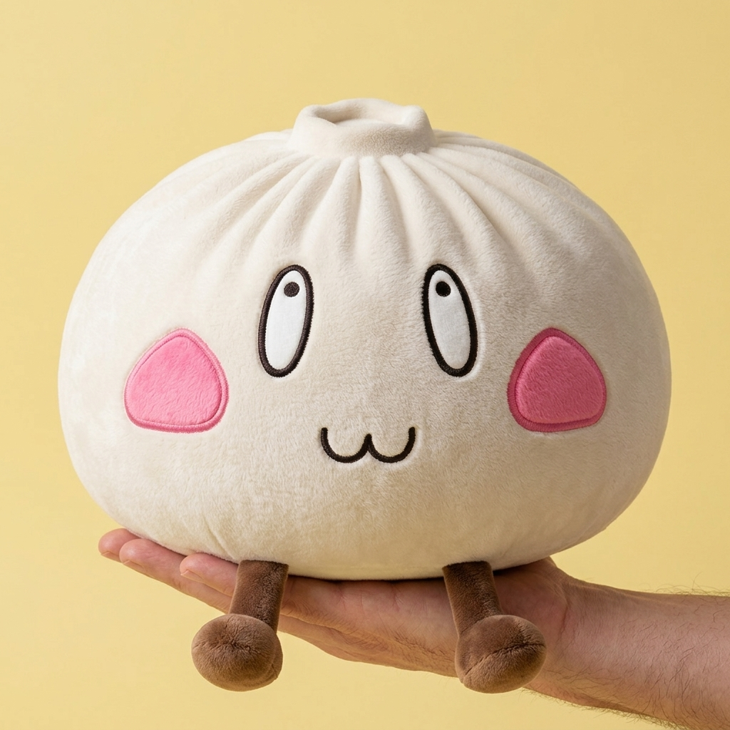 Squishy Dumpling Giant Iloinen Naama kädessä — kokovertailu