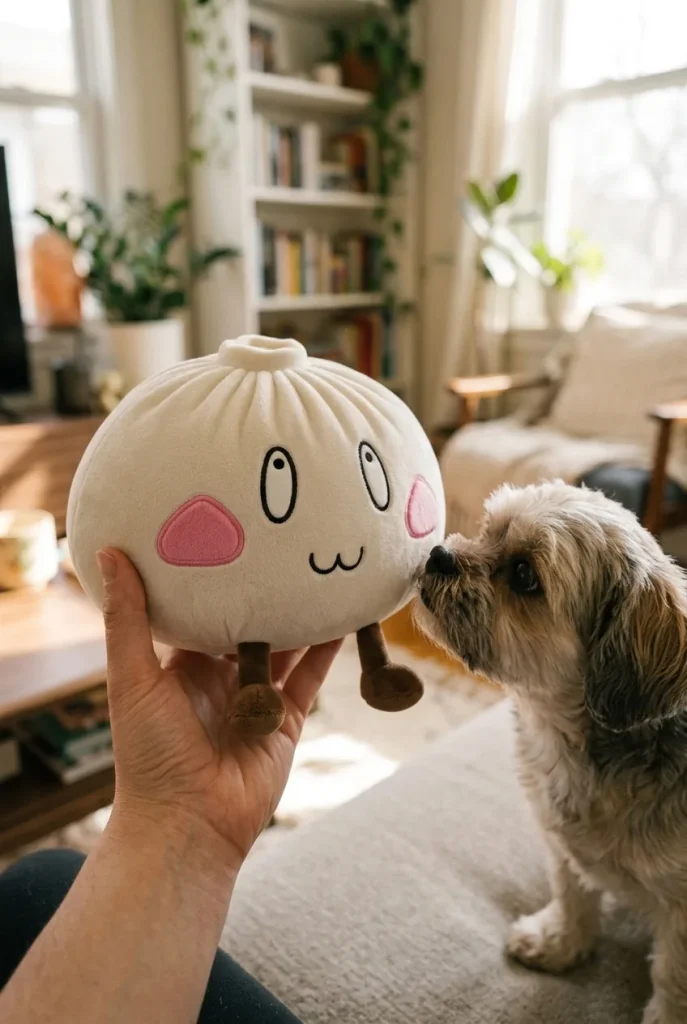 Squishy Dumpling Giant Iloinen Naama pehmolelun seurassa