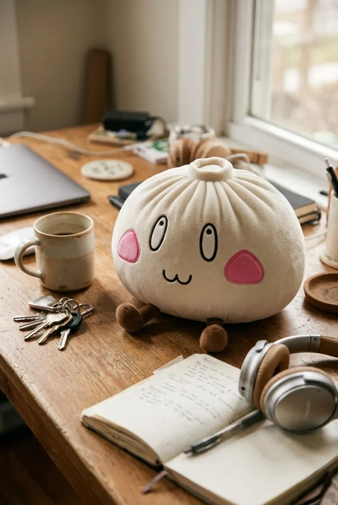 Squishy Dumpling Giant Iloinen Naama työpöydällä