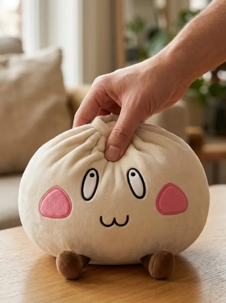 Squishy Dumpling Giant Iloinen Naama puristuksessa
