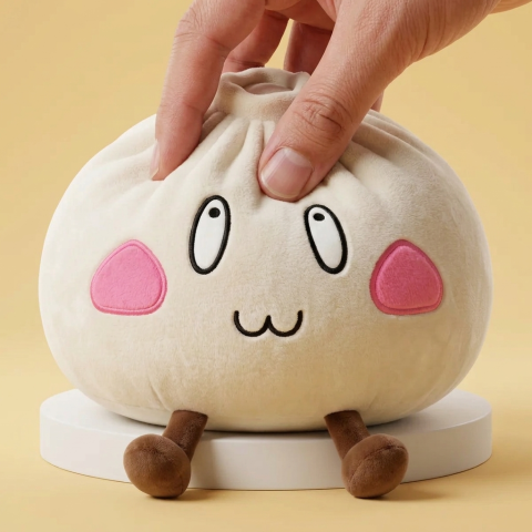 Squishy Dumpling Giant Iloinen Naama puristettuna kädessä
