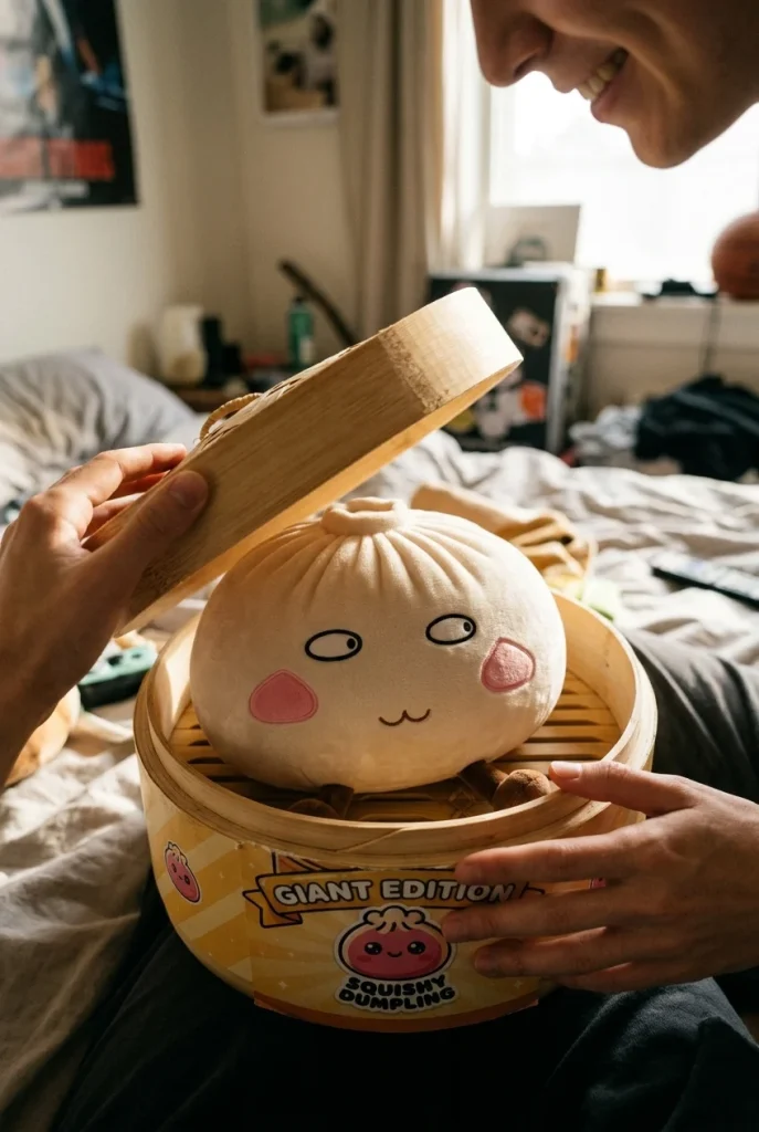 Squishy Dumpling Jättiläinen Ylpeä ja Veikeä avauksen hetkellä