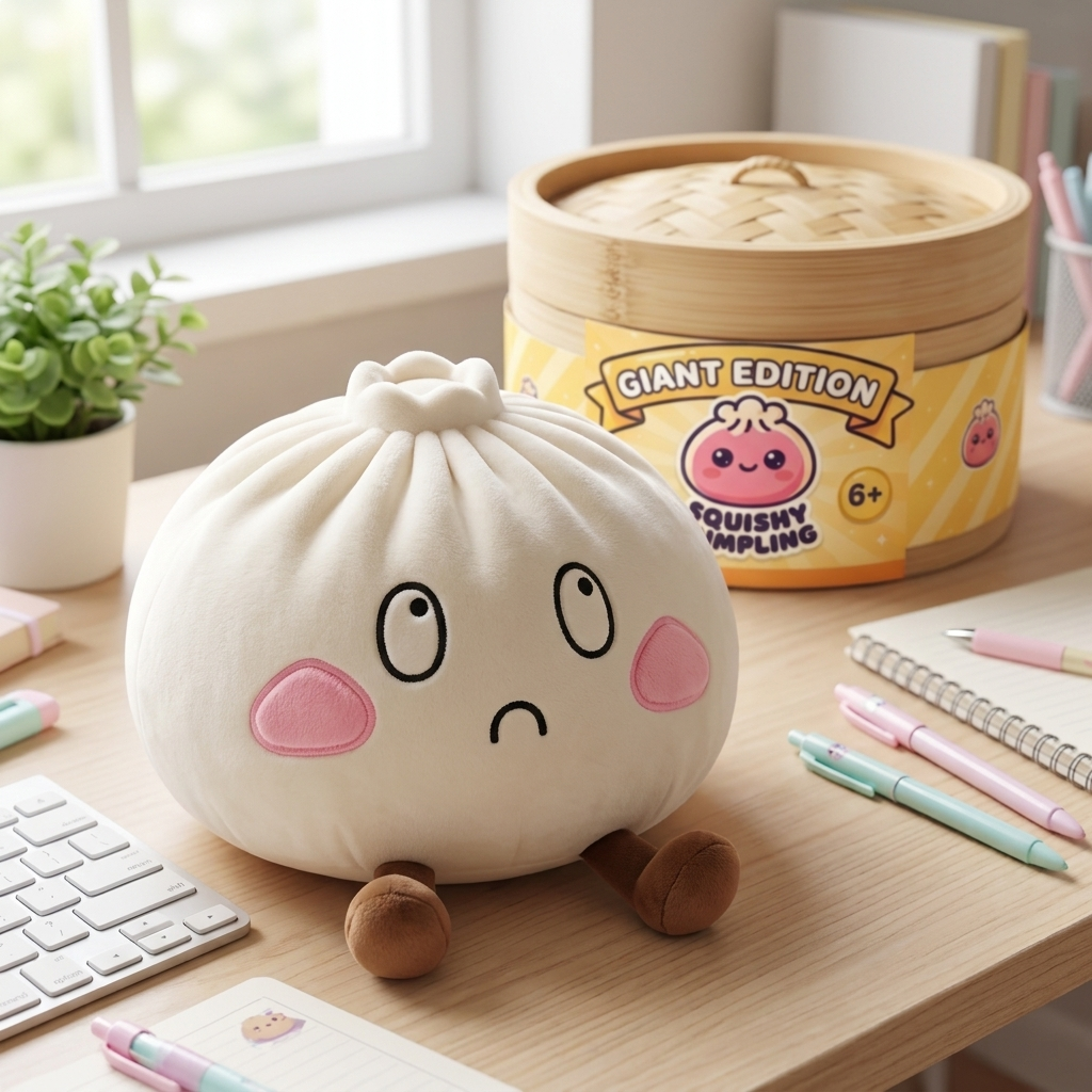 Dumpling Squishy XXL Surullinen Naama arkisessa asetelmassa