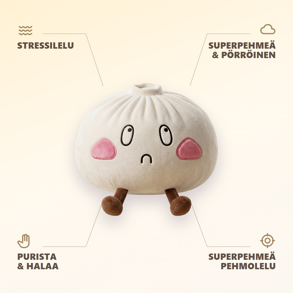 Dumpling Squishy XXL Surullinen Naama infografiikka: tärkeimmät edut