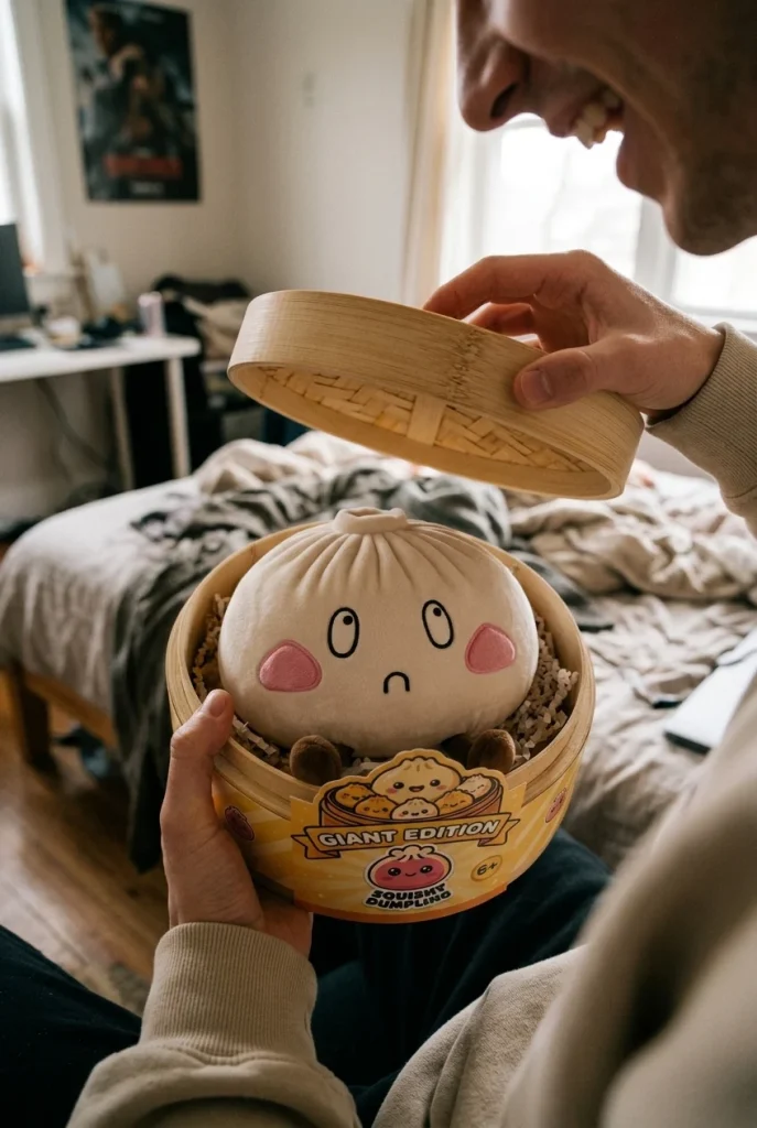 Dumpling Squishy XXL Surullinen Naama avauksen hetkellä