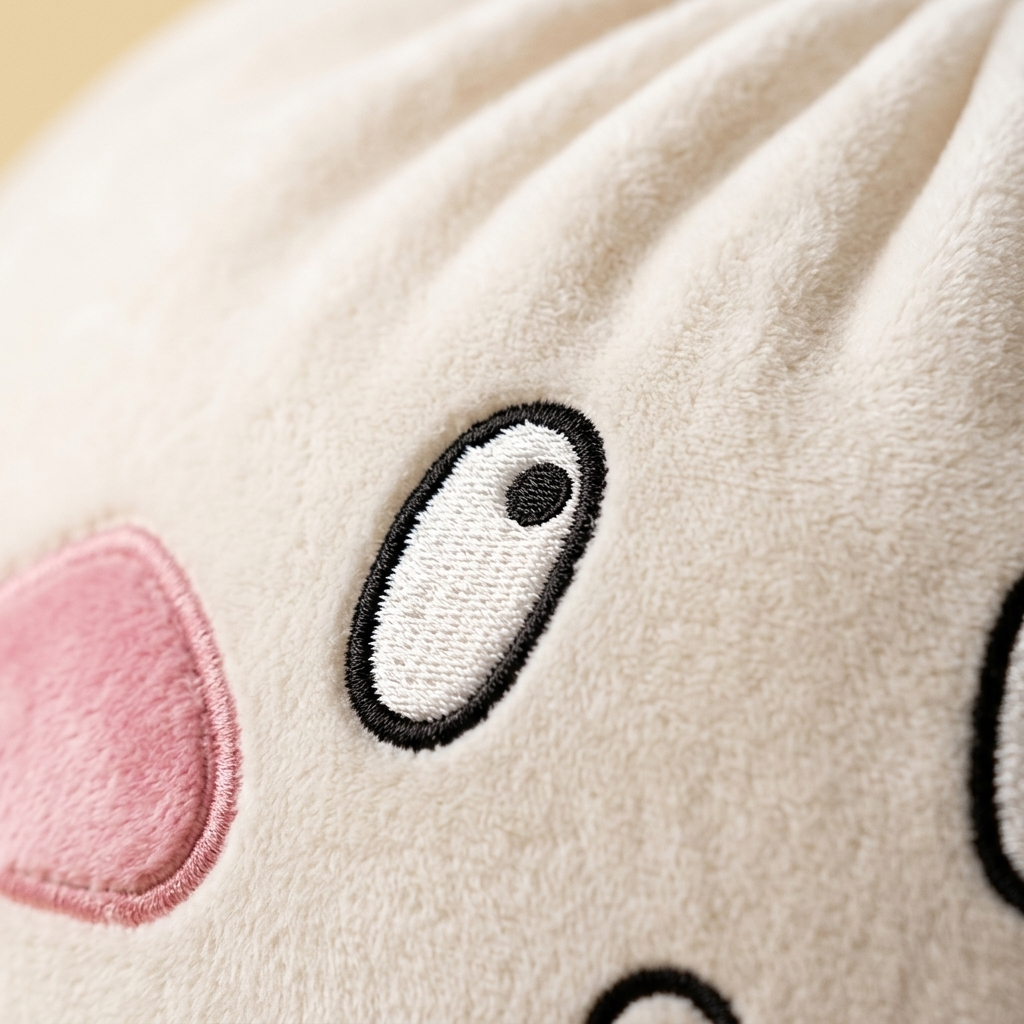 Dumpling Squishy XXL Surullinen Naama makrokuva vaahdon pinnasta