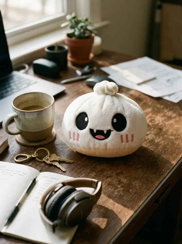Dumpling Squishy Halloween Haamu Kuutamolla työpöydällä
