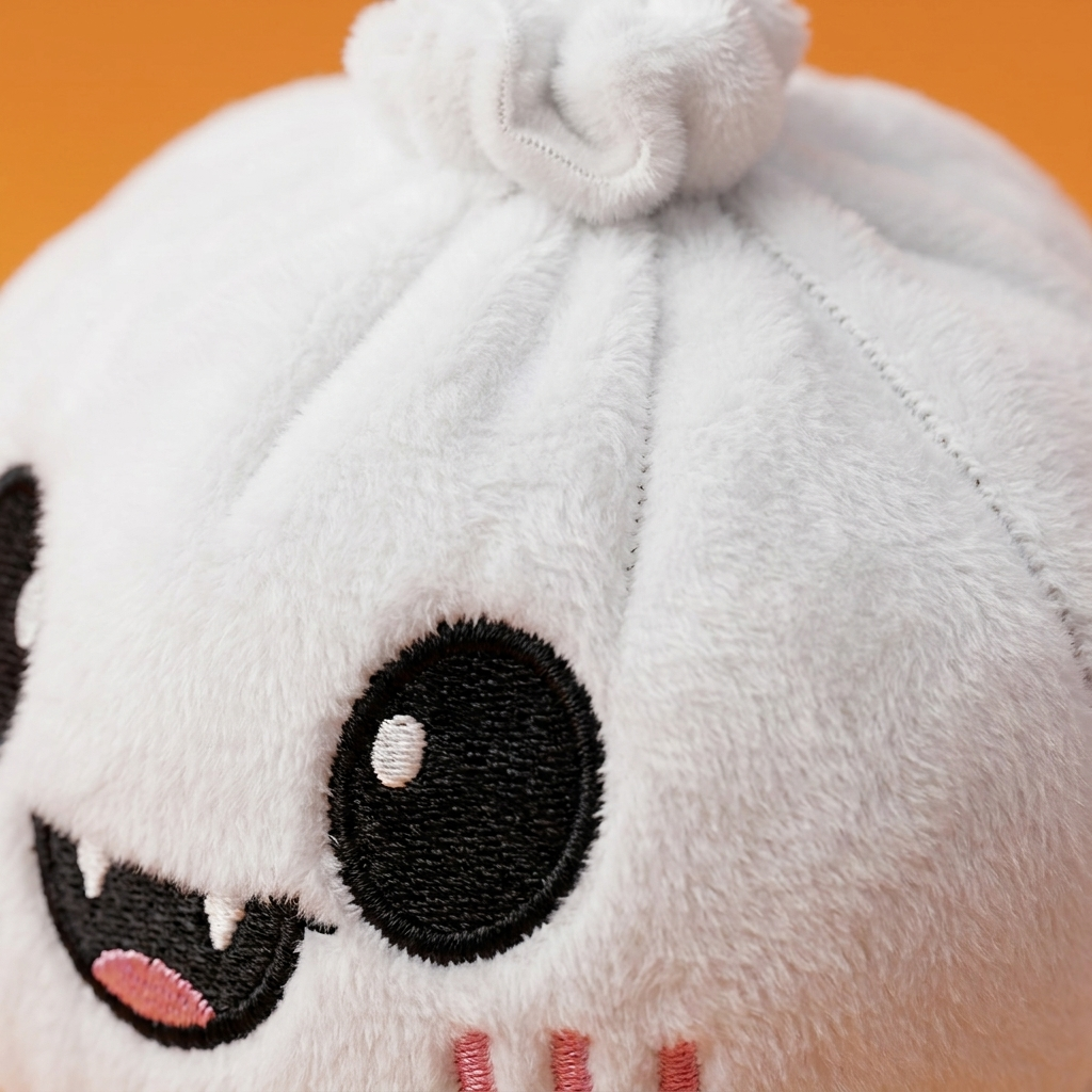 Dumpling Squishy Halloween Haamu Kuutamolla makrokuva vaahdon pinnasta