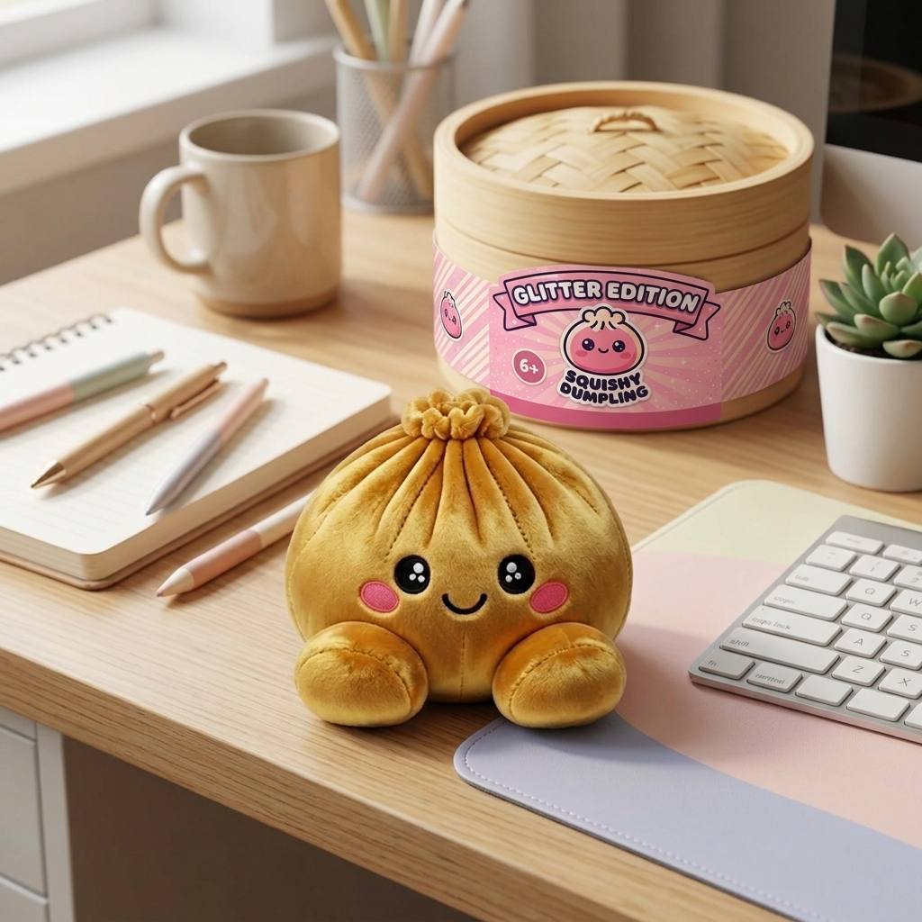 Squishy Dumpling Kuninkaallinen Kulta arkisessa asetelmassa