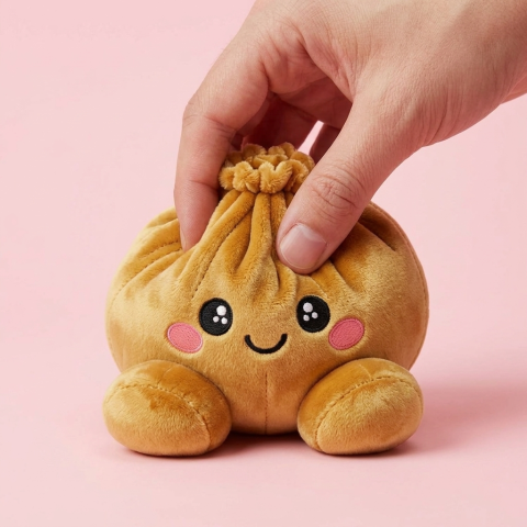 Squishy Dumpling Kuninkaallinen Kulta puristettuna kädessä
