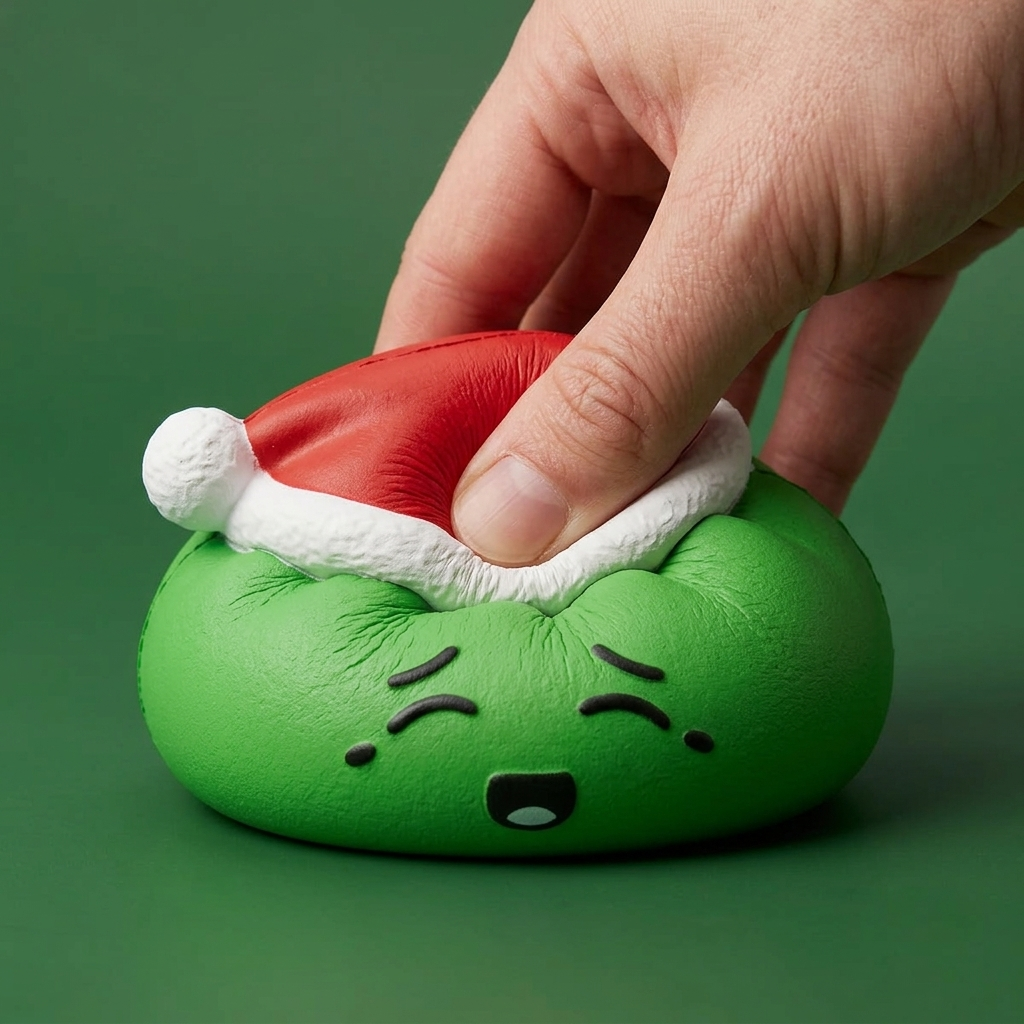 Dumpling Squishy Joulupipo Tonttu Vihreä slow rise -efekti toiminnassa
