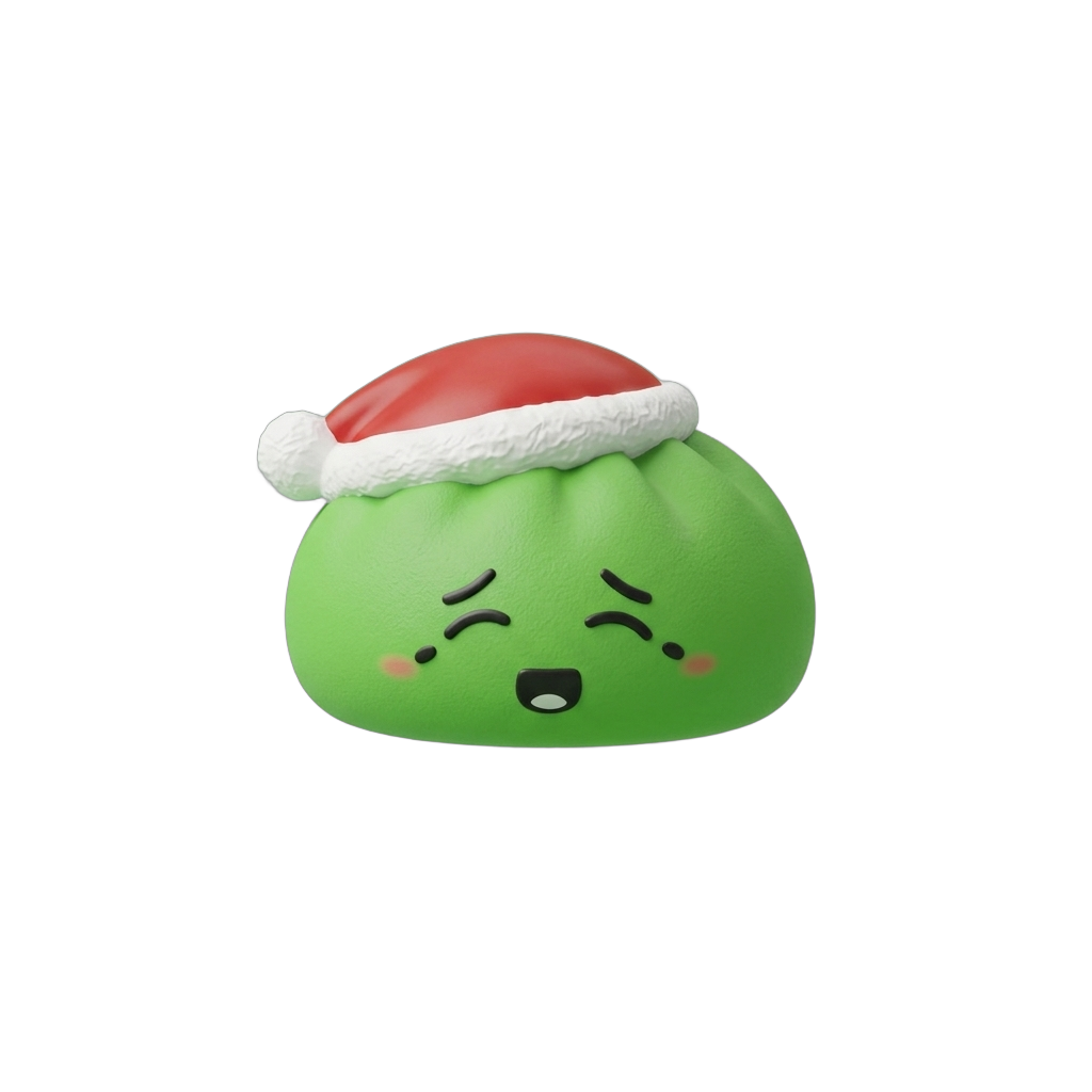 Dumpling Squishy Joulupipo Tonttu Vihreä puristettuna kädessä