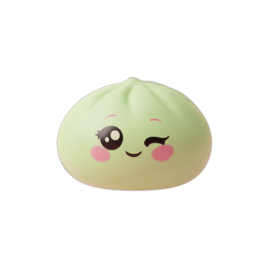 Dumpling Squishy Pistaasinvihreä Silmänisku puristettuna kädessä