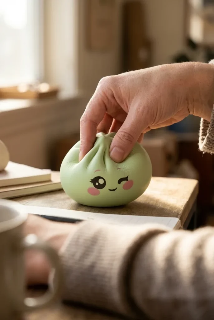 Dumpling Squishy Pistaasinvihreä Silmänisku puristuksessa