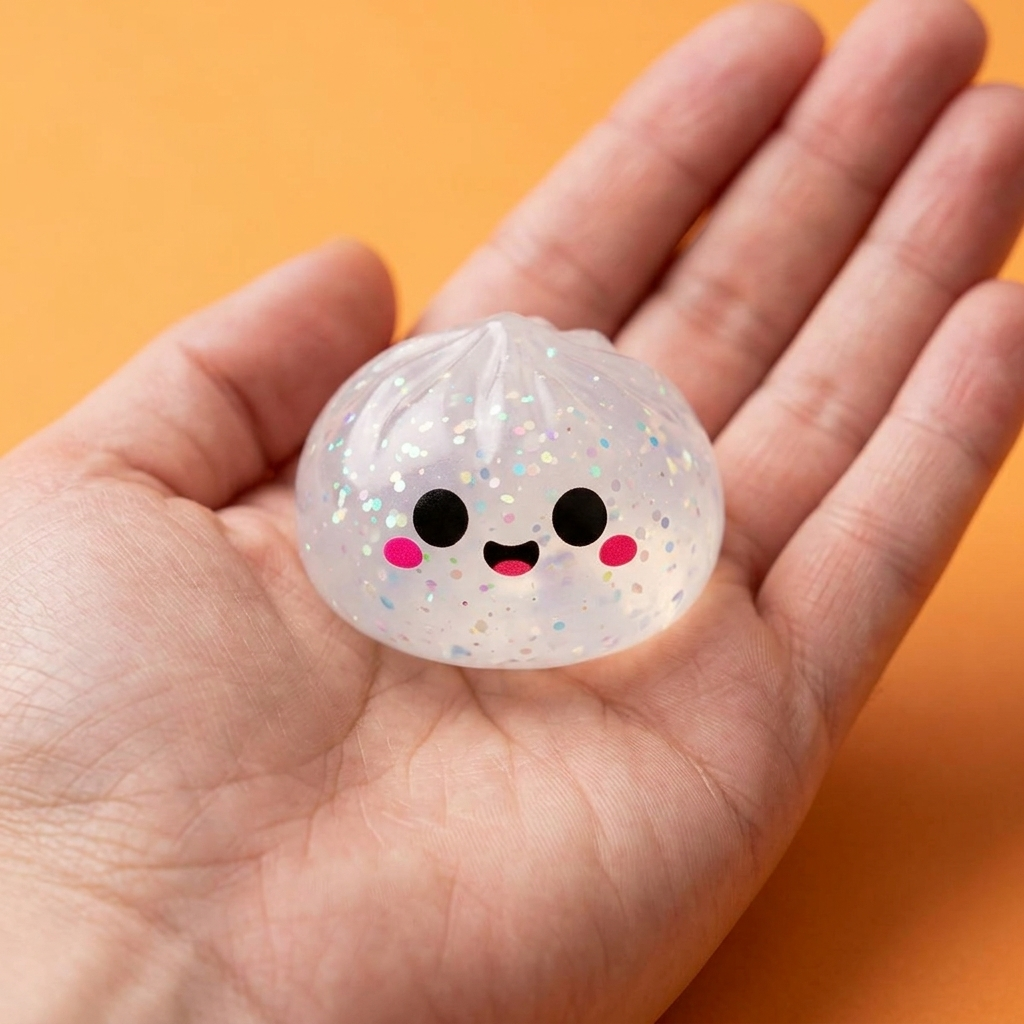 Squishy Dumpling Halloween XXL -setti (8 kpl) kädessä — kokovertailu