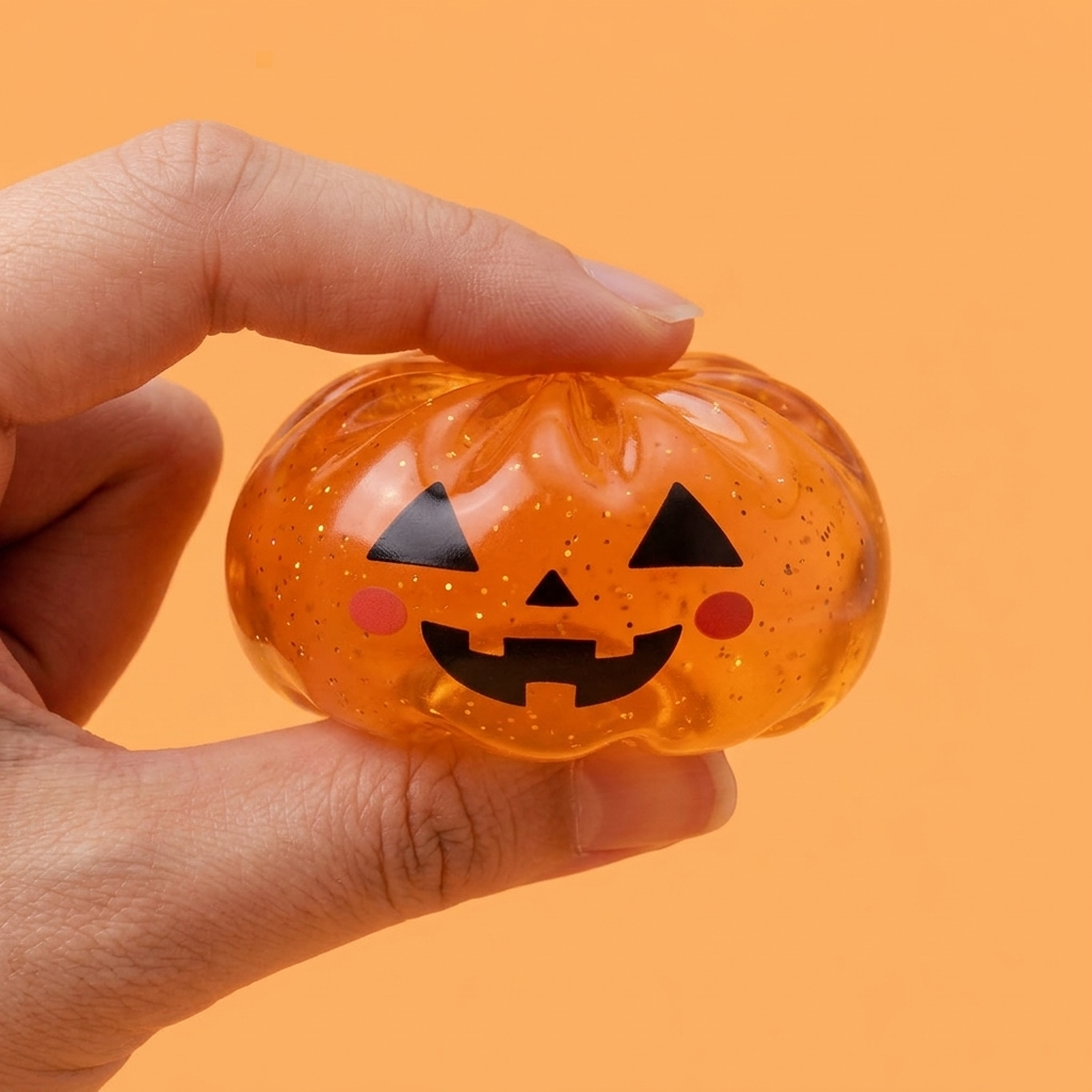 Squishy Dumpling Halloween XXL -setti (8 kpl) puristettuna kädessä