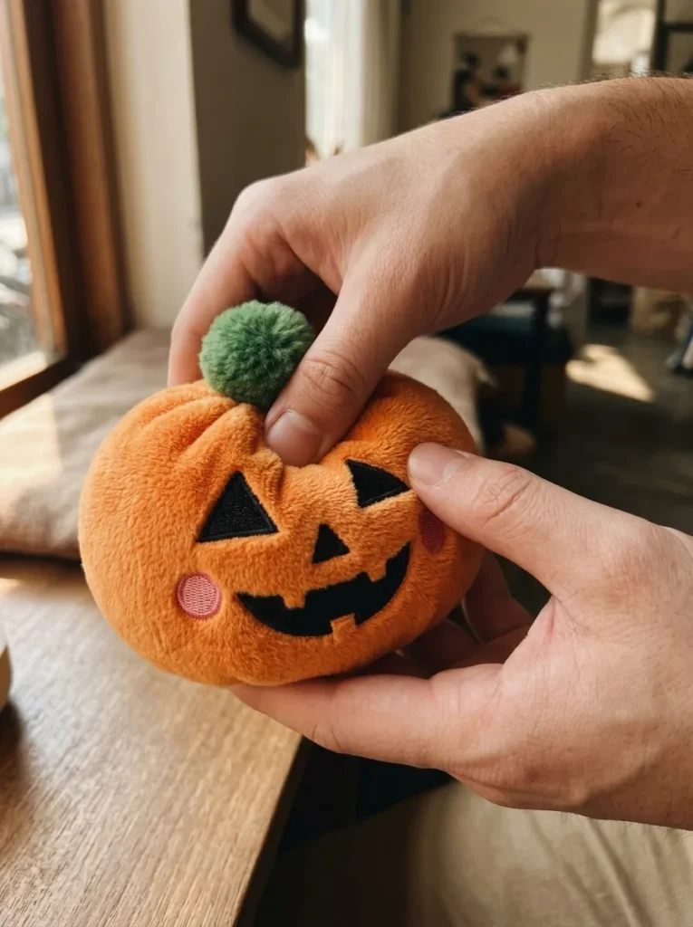 Halloween Kurpitsa Dumpling Squishy puristuksessa