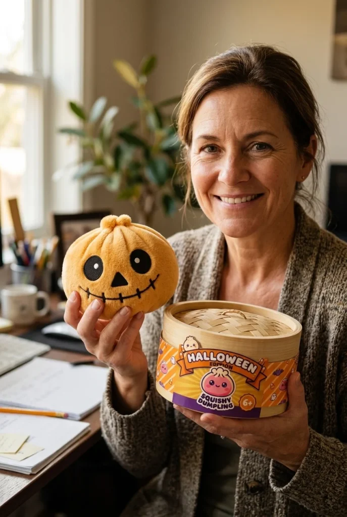 Squishy Dumpling Luuranko Halloween Hymyilevä pakkauksensa kanssa