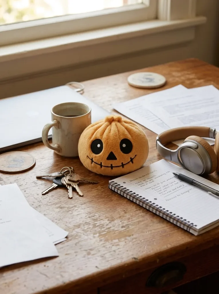Squishy Dumpling Luuranko Halloween Hymyilevä työpöydällä