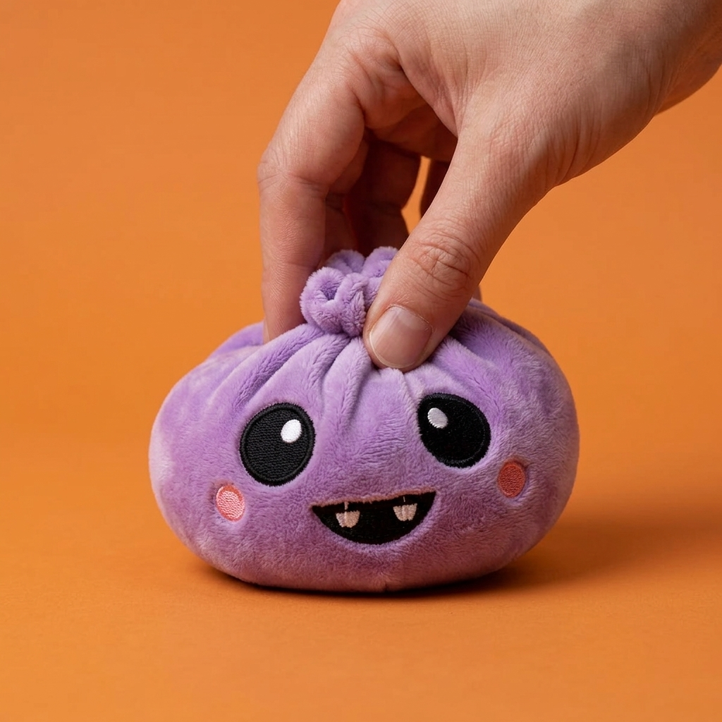 Squishy Dumpling Vampire Halloween Violetti puristettuna kädessä