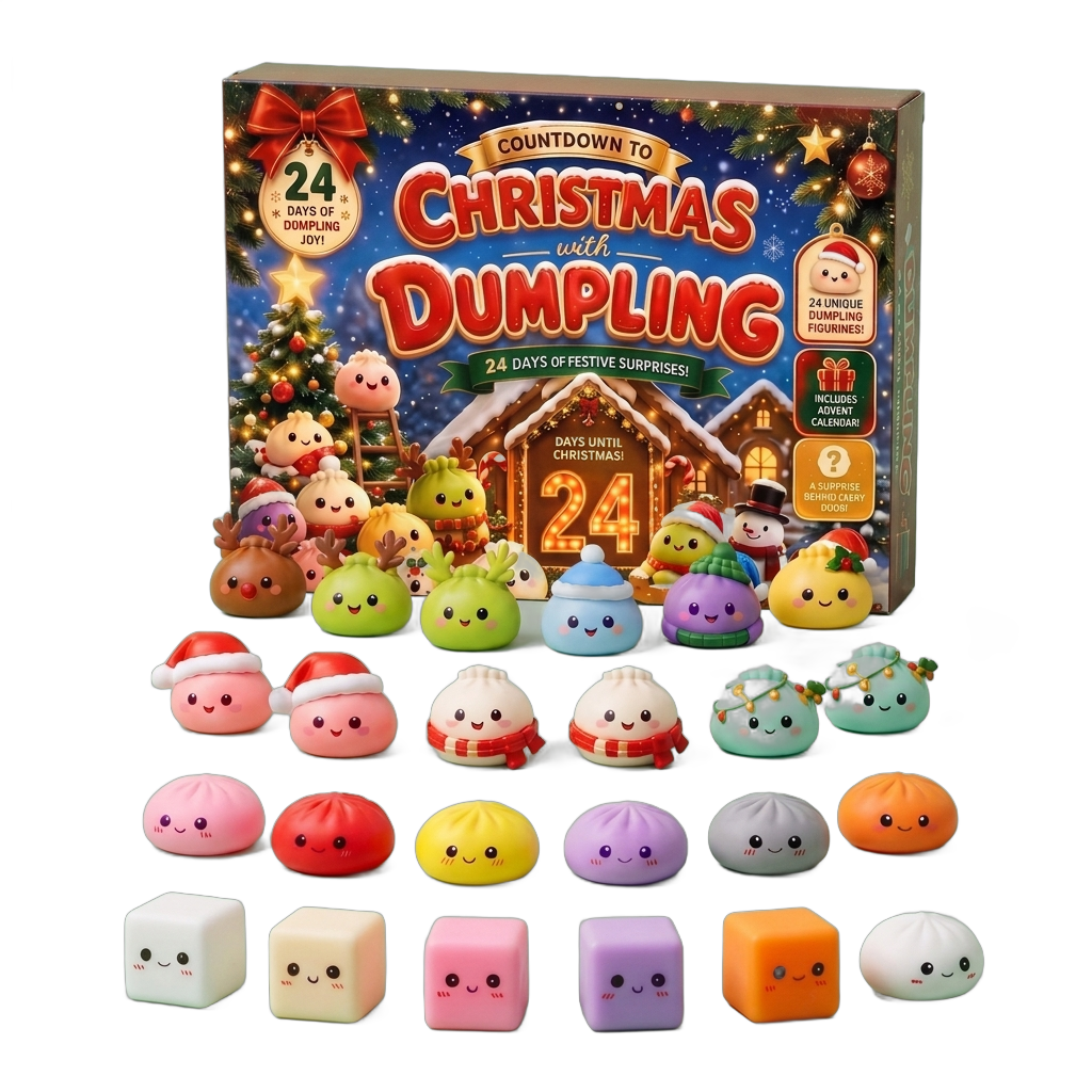 Mochi Dumpling Squishy Joulukalenteri Piparkakku 24 kpl puristettuna kädessä
