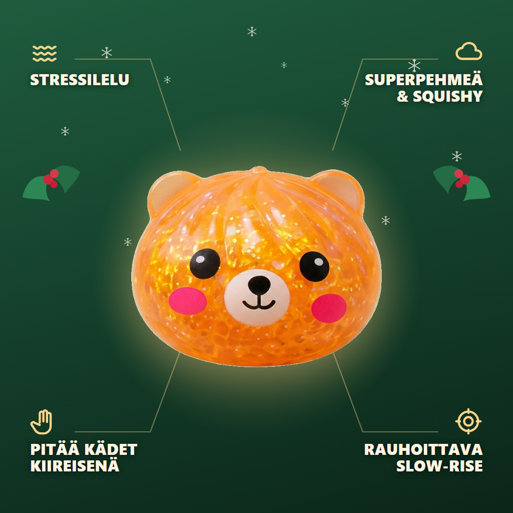 Mystery Glitter Dumpling Squishy Karhu infografiikka: tärkeimmät edut
