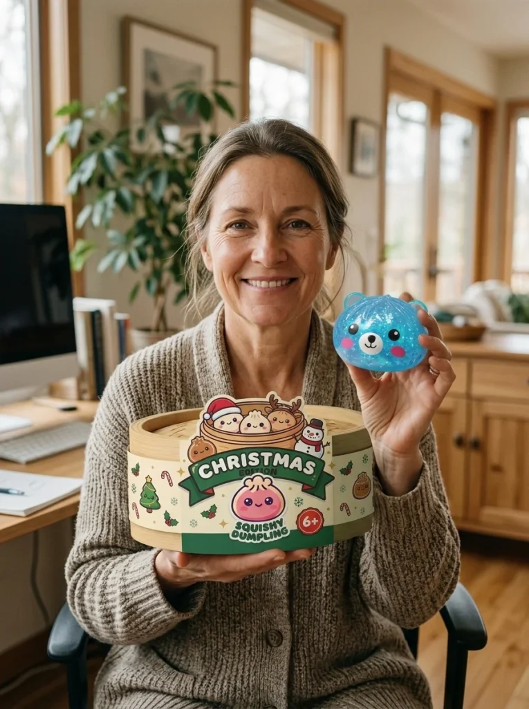 Mystery Glitter Dumpling Squishy Karhu pakkauksensa kanssa