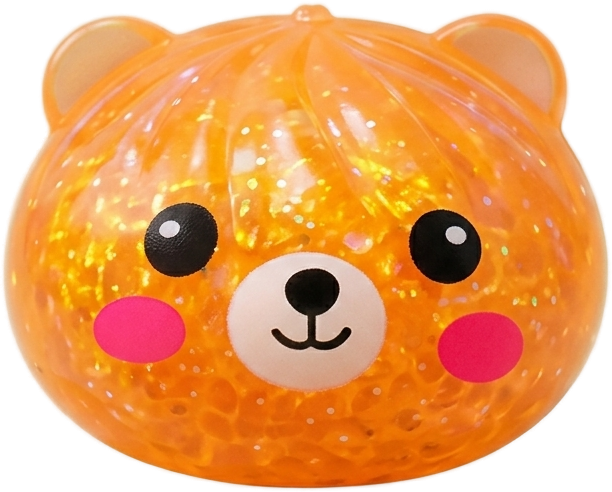 Mystery Glitter Dumpling Squishy Karhu puristettuna kädessä