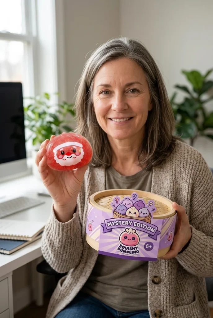 Dumpling Squishy Mystery Candy Joulu pakkauksensa kanssa